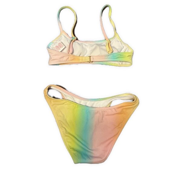 xhilaration bikini Rainbow Colors Ribbed Top Small Bottom Medium - Picture 2 of 5
